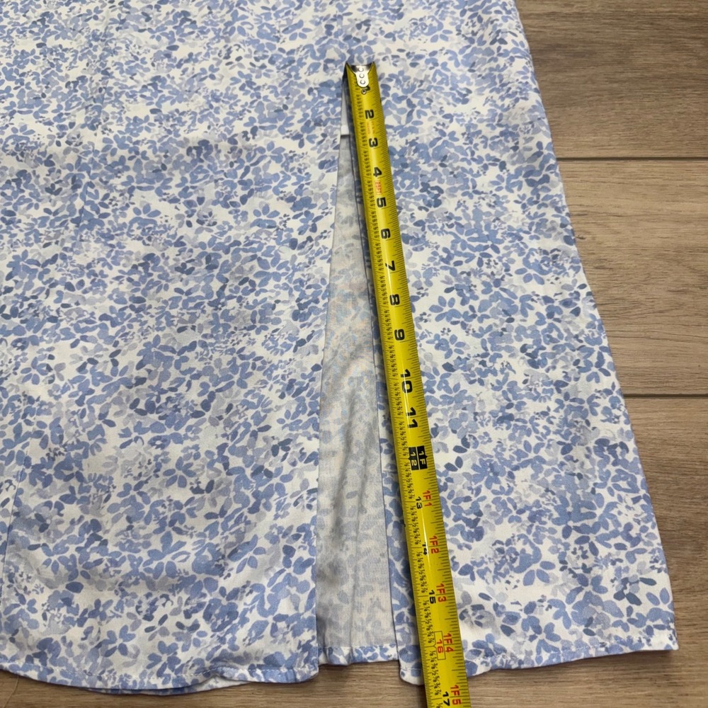 Kookai Blue White Floral Midi Skirt Front Slit High Waisted Soft Girl Size 34 - Picture 8 of 8
